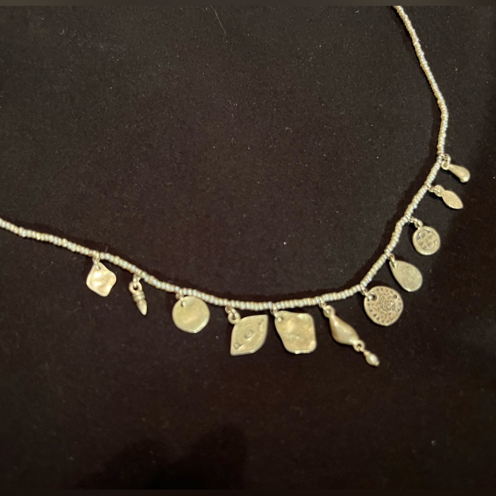 Chan Luu Sterling Bead Necklace with 11 Charms. Adjustable. No Longer Made. EUC